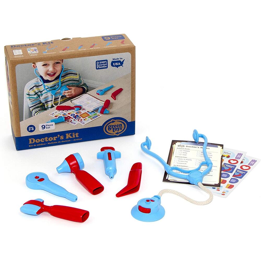 Green Toys Doctor’s Kit 9 Piece Set Age 2-8 Pretend Play USA Recycled Plastic